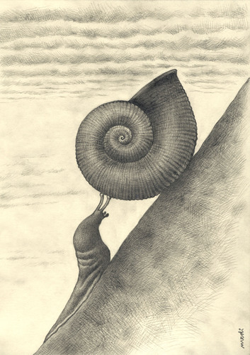 Cartoon: sisyphus (medium) by Medi Belortaja tagged sisiphus,sisyphus,stone,shell,snail