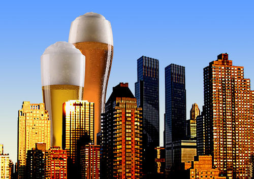 Cartoon: skyscrapers (medium) by Medi Belortaja tagged alcohol,skyscrapers,cups,cup,beer