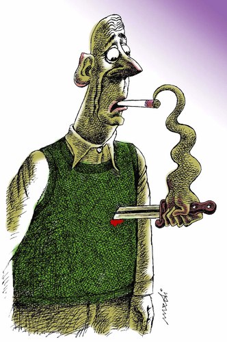Cartoon: Smoking kill (medium) by Medi Belortaja tagged cigarette,kill,smoking