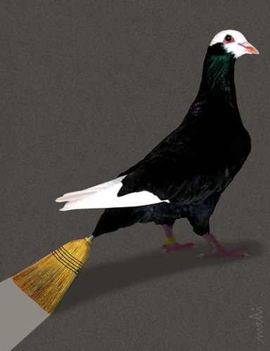 Cartoon: special tail (medium) by Medi Belortaja tagged environment,pollution,broom,dove,pigeon,tail,special