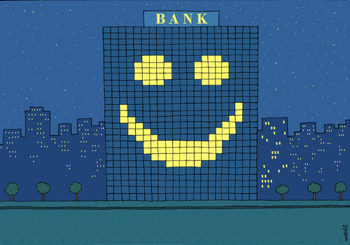 Cartoon: successful bank (medium) by Medi Belortaja tagged smile,money,finance,banks,bank,successful,smiley,smiling