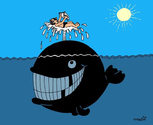 Cartoon: summer time (medium) by Medi Belortaja tagged humor,book,holidays,reader,whale,sea,summer