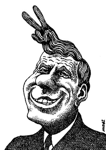 Cartoon: the successful man (medium) by Medi Belortaja tagged victory,man,successful,hairs,politics