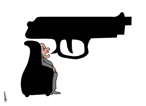 Cartoon: threatening speech (medium) by Medi Belortaja tagged head,murder,kill,gun,politicians,speech,threatening,threat