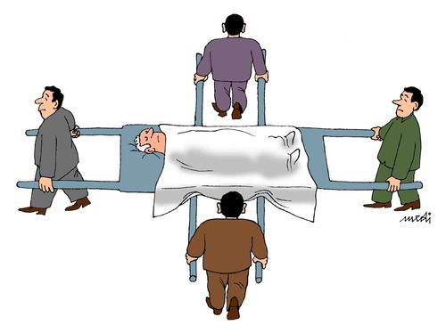 Cartoon: to the hopital (medium) by Medi Belortaja tagged first,sick,barrels,hospital,aid