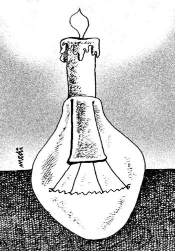 Cartoon: candle and bulb (medium) by Medi Belortaja tagged energy,bulb,candle