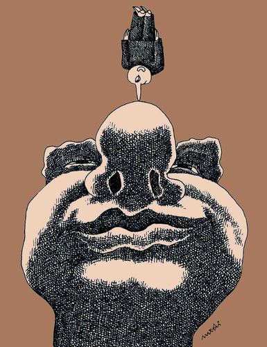 Cartoon: Tumbling on the nose (medium) by Medi Belortaja tagged noses,nose,balance,tumbling,men,faces