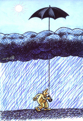 Cartoon: umbrella (medium) by Medi Belortaja tagged clouds,rain,umbrella,humor
