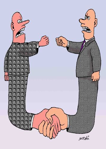 Cartoon: underground (medium) by Medi Belortaja tagged politicians,underground,handshake,hassle