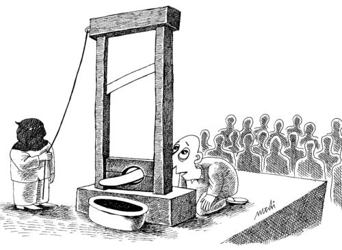 Cartoon: sentence of nasal (medium) by Medi Belortaja tagged nasal,nose,sentence,guillotine,hangman,humor