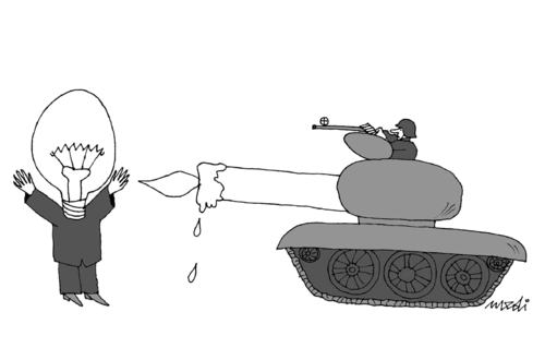 Cartoon: lamp and candle tank (medium) by Medi Belortaja tagged tank,candle,bulb