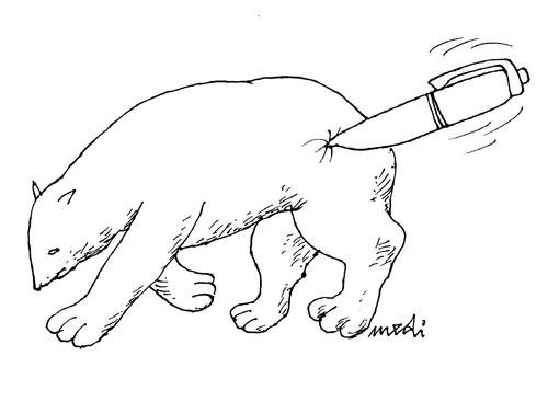 Cartoon: arrow fountain pen (medium) by Medi Belortaja tagged bear,pen,fountain,arrow,vladimir,putin,press