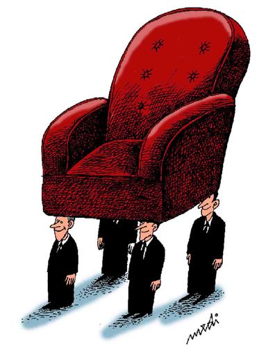 Cartoon: waiting for the boss (medium) by Medi Belortaja tagged keep,servants,leader,chief,head,chair,power,boss