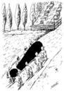 Cartoon: Curiously died (small) by Medi Belortaja tagged curiously,died,exclamation,mark,burial,funeral