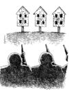 Cartoon: killing of civilians (small) by Medi Belortaja tagged killing,civilians,war,peace,soldiers,houses,target,shooting