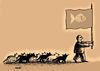 Cartoon: after ideal (small) by Medi Belortaja tagged ideal,flag,head,leader,chairman,politicians,cat,cats,standardbearer,humor