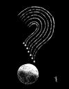 Cartoon: big question (small) by Medi Belortaja tagged earth question mark stars planet universe