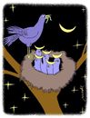 Cartoon: birds and the moon (small) by Medi Belortaja tagged birds worm neck moon