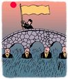 Cartoon: bridge winner (small) by Medi Belortaja tagged bridge winner staandarfbearer servants column