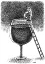 Cartoon: desperate drinker (small) by Medi Belortaja tagged desperate,suicide,drink,drinker,submersion,alcohol,glass,man,boulder