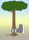 Cartoon: securiform tree (small) by Medi Belortaja tagged securiform tree ax ecology