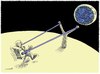 Cartoon: destination to earth (small) by Medi Belortaja tagged astronaut,slingshot,earth,moon