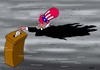 Cartoon: elections and hurricane (small) by Medi Belortaja tagged elections,president,presidential,obama,romney,usa,hurricane,sandy,uncle,sam
