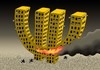 Cartoon: euro on fire (small) by Medi Belortaja tagged euro,fire,building,peoples,financial,crisis,economy,europe