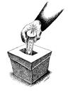 Cartoon: free elections (small) by Medi Belortaja tagged free,elections,ballot,box,exclosiv,manipulation