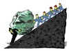 Cartoon: friends (small) by Medi Belortaja tagged sisyphus,stone,enemies,push,people,boulder,colleagues,business,politics,head,leader,chief,servants