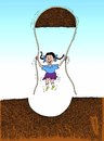 Cartoon: the little girl playing with rop (small) by Medi Belortaja tagged little girl playing rope game children