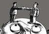 Cartoon: handshake (small) by Medi Belortaja tagged handshake,friendship,humiliation,dialing,bussines