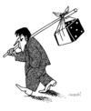 Cartoon: immigrant (small) by Medi Belortaja tagged immigrant,luck,emigration,dibs,poverty