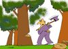 Cartoon: man and forest (small) by Medi Belortaja tagged man,forest,ax,cut,tree,environment