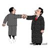 Cartoon: man without weight (small) by Medi Belortaja tagged man,weight,handshake,heads,politics