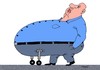 Cartoon: obese man (small) by Medi Belortaja tagged man,walking,belly,wheels,obesity,obese,humor