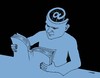 Cartoon: reading book (small) by Medi Belortaja tagged reading,reader,book,books,internet,et