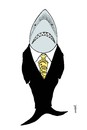 Cartoon: sharkman (small) by Medi Belortaja tagged hierarchy,shark,man,fish,fishes,capitalism,cravate,politicians,leader,head,dictator,boss