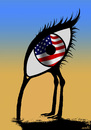 Cartoon: spy ostrich (small) by Medi Belortaja tagged us,usa,spying,spy,flag,eye,ostrich