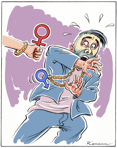Cartoon: Macho (medium) by Riemann tagged machos,männer,toxisch,männlichkeit,ego,narzissmus,frauenfeindlichkeit,gleichberechtigung,cartoon,george,riemann,machos,männer,toxisch,männlichkeit,ego,narzissmus,frauenfeindlichkeit,gleichberechtigung,cartoon,george,riemann