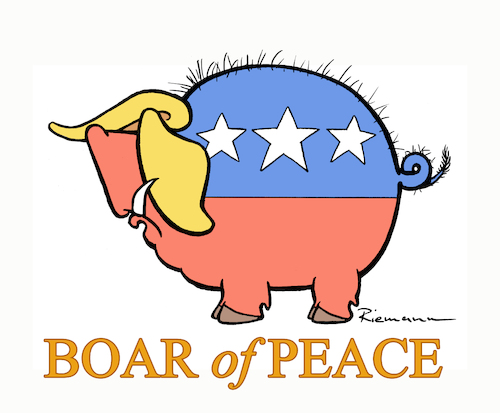 Cartoon: Peace Pig (medium) by Riemann tagged trump,board,of,peace,republicans,logo,boar,pig,wildschwein,cartoon,george,riemann,trump,board,of,peace,republicans,logo,boar,pig,wildschwein,cartoon,george,riemann