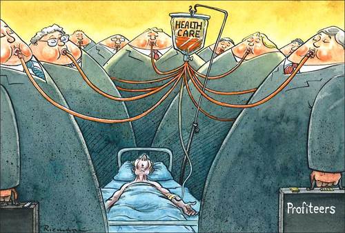 Cartoon: Profiteers (medium) by Riemann tagged health,care,hospital,medicare,politics,profit