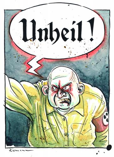 Cartoon: Unheil ! (medium) by Riemann tagged nazis,neonazi,faschismus,glatzen,vergangenheit,hass