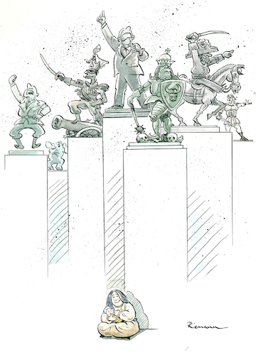 Cartoon: Wahre Heldin (medium) by Riemann tagged frau,mutter,mann,angeber,poser,held,heldin,statuen,gleichberechtigung,cartoon,george,riemann,frau,mutter,mann,angeber,poser,held,heldin,statuen,gleichberechtigung,cartoon,george,riemann