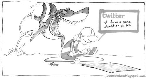 Cartoon: Picnic on the sea (medium) by jobi_ tagged shark,surfer,twitter