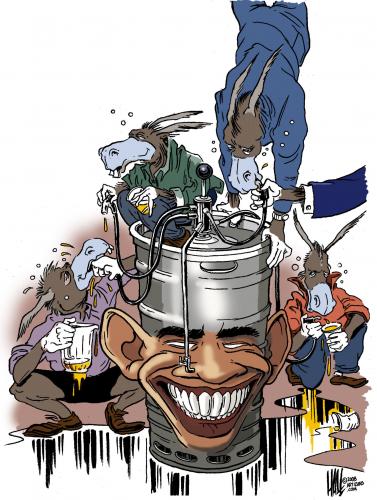 Cartoon: Baraxicated (medium) by halltoons tagged obama,democrats,donkeys