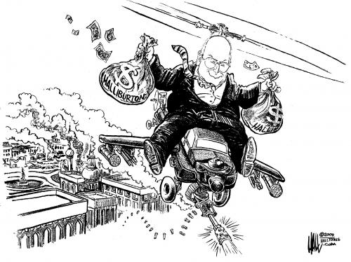 Cartoon: Cheney Profits (medium) by halltoons tagged cheney,iraq,war,hallliburton