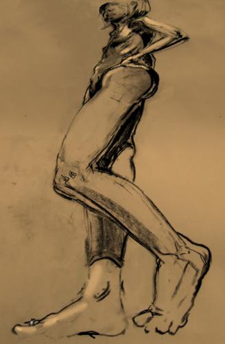Cartoon: Jennifer From Below 1 (medium) by halltoons tagged figure,drawing,model,woman,studio