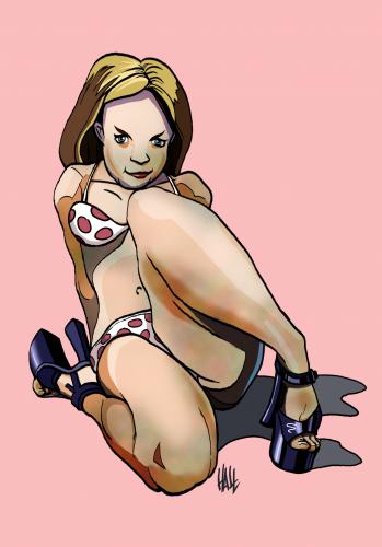 Cartoon: Manga female in Polka Dot Bikini (medium) by halltoons tagged manga,female,girl,bikini
