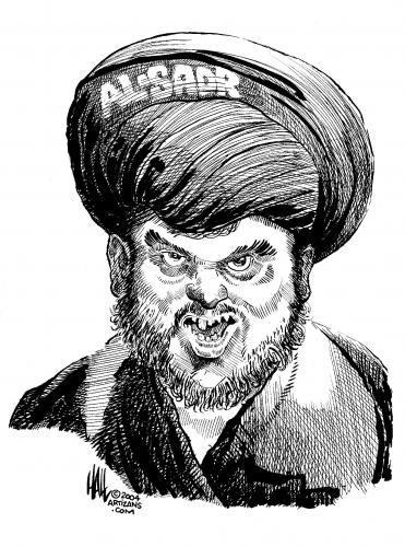Cartoon: Moqtada Al-Sadr caricature (medium) by halltoons tagged moqtada,al,sadr,iraq,iraqi
